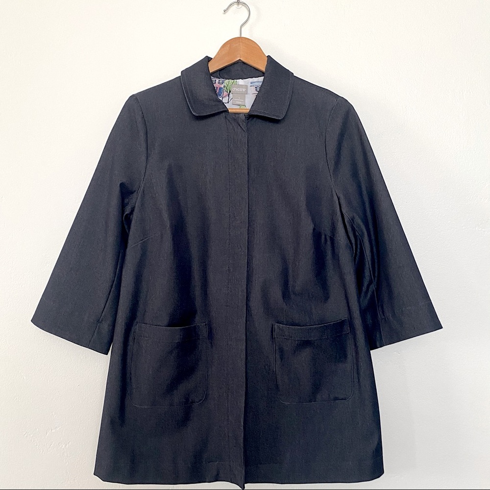 Chico's NWOT Raincoat / Trenchcoat, Navy, Med/Lg
